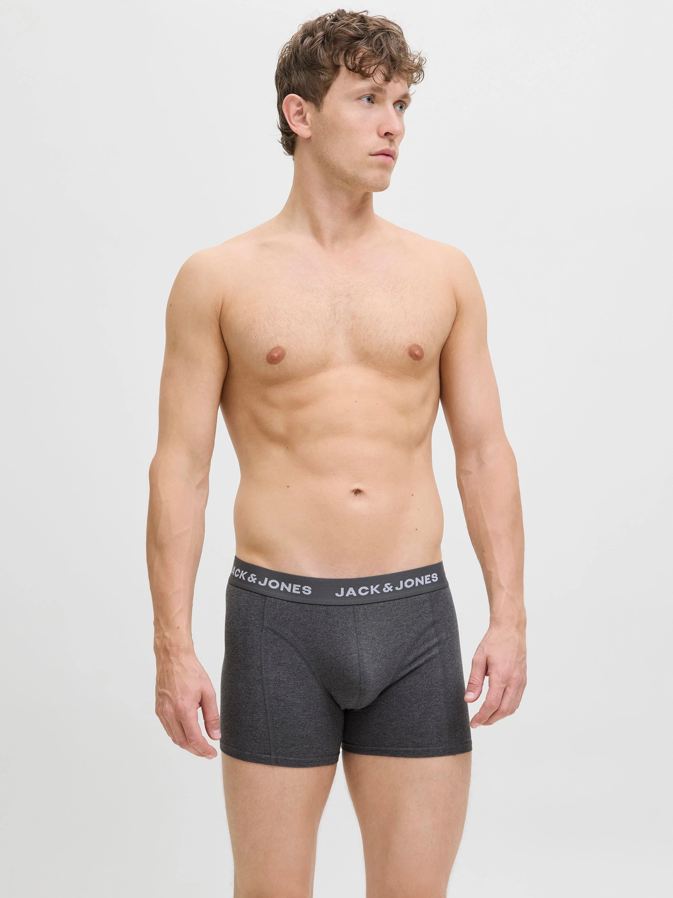 Нижня білизна JACK & JONES SOLID TRUNKS модель 12285371_White Dark grey melange - Нижня білизна JACK & JONES SOLID TRUNKS модель 12285371_White Dark grey melange - Фото