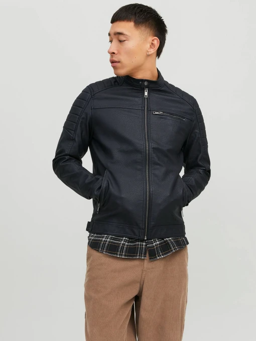 Куртки и дубленки JACK & JONES ROCKY JACKET модель 12147218_Black PU Фото