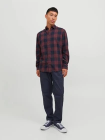 Рубашки JACK & JONES GINGHAM TWILL SHIRT модель 12181602_Port Royale SLIM FIT Фото