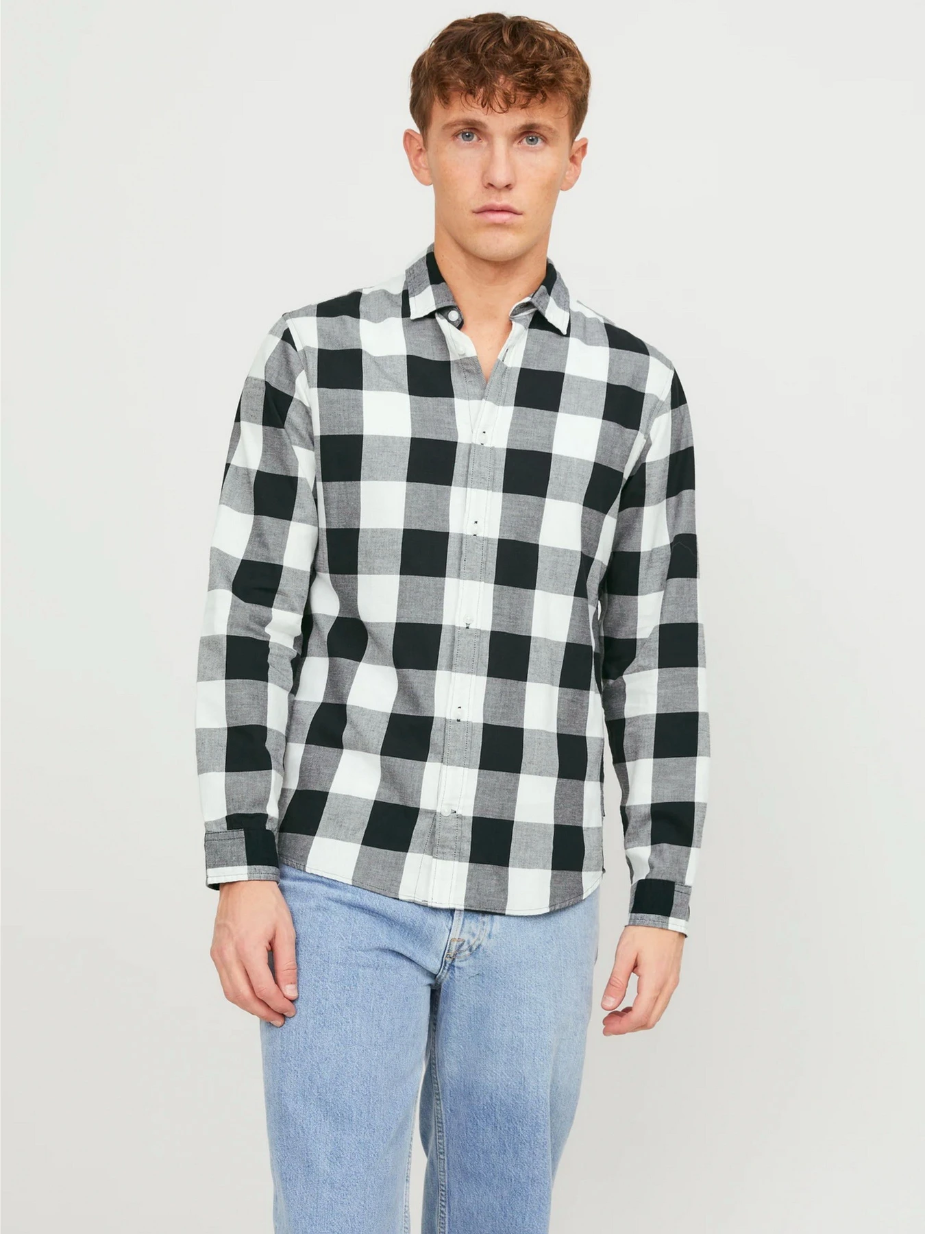 Рубашки JACK & JONES GINGHAM TWILL SHIRT модель 12181602_Whisper White SLIM FIT Рубашки JACK & JONES GINGHAM TWILL SHIRT модель 12181602_Whisper White SLIM FIT Фото