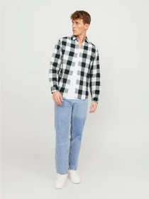 Рубашки JACK & JONES GINGHAM TWILL SHIRT модель 12181602_Whisper White SLIM FIT Фото