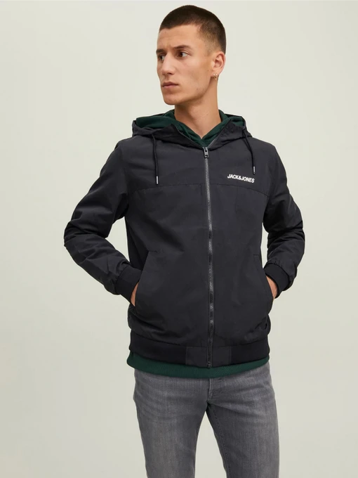 Куртки и дубленки JACK & JONES RUSH HOOD BOMBER NOOS модель 12200208_Black SOLID Фото