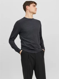 Светри та кардигани JACK & JONES EMIL KNIT CREW NECK модель 12208364_Dark Grey Melange Фото