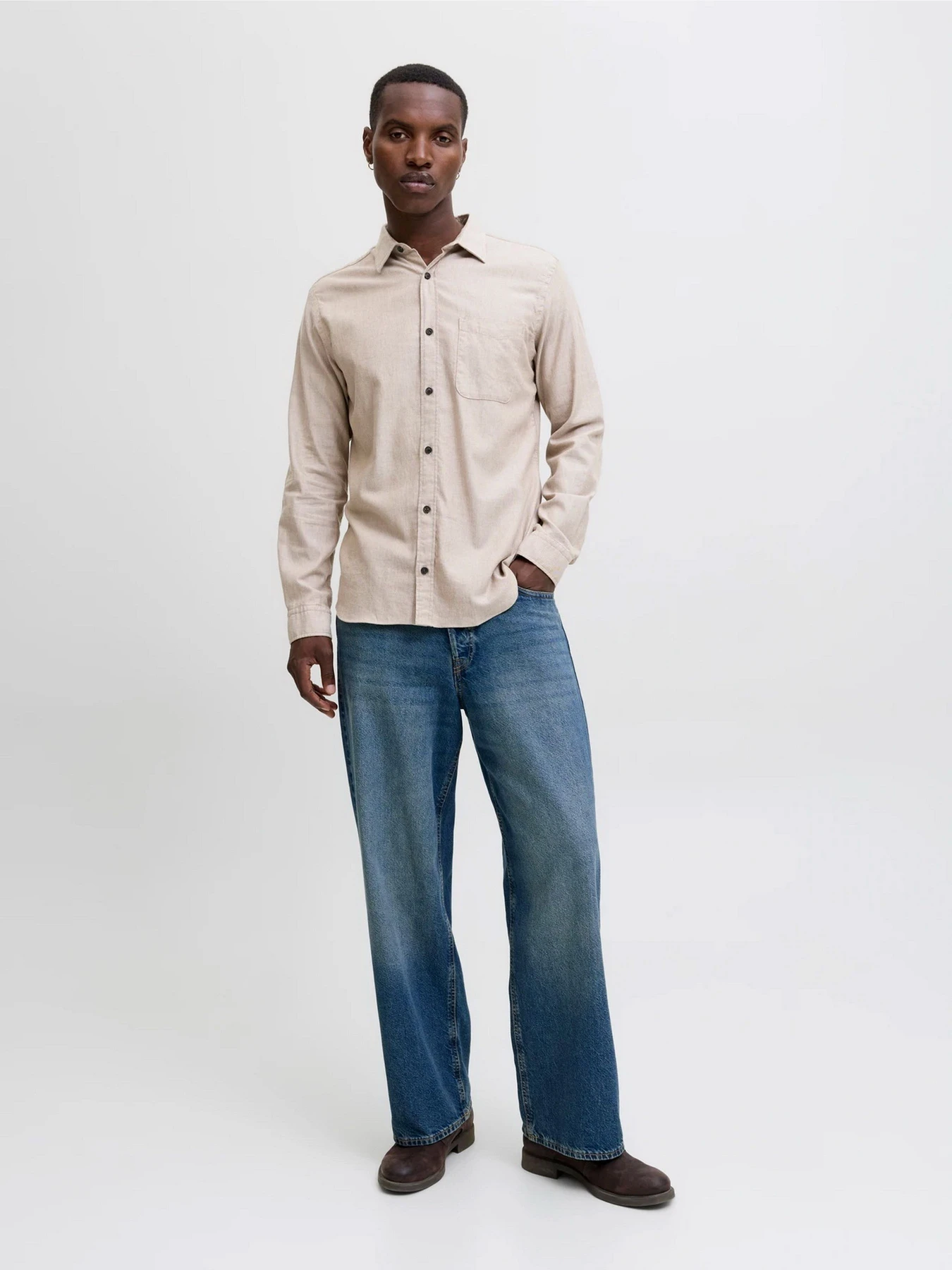 Рубашки JACK & JONES CLASSIC MELANGE SHIRT модель 12278416_Oatmeal Рубашки JACK & JONES CLASSIC MELANGE SHIRT модель 12278416_Oatmeal Фото
