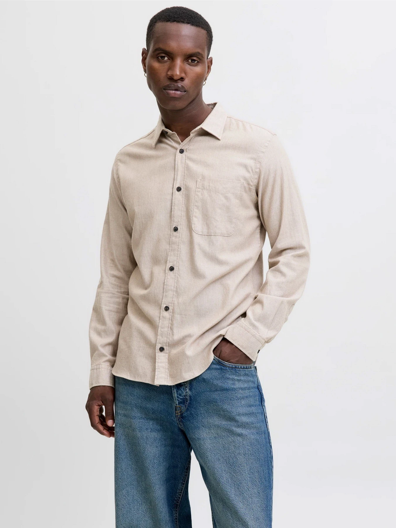 Рубашки JACK & JONES CLASSIC MELANGE SHIRT модель 12278416_Oatmeal Рубашки JACK & JONES CLASSIC MELANGE SHIRT модель 12278416_Oatmeal Фото