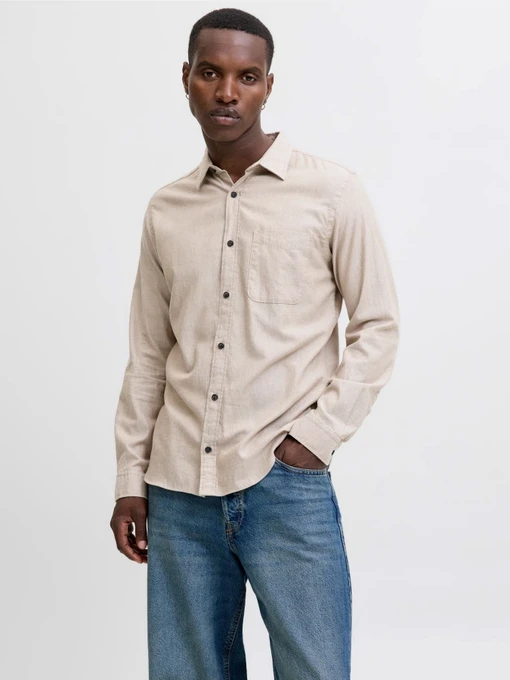 Рубашки JACK & JONES CLASSIC MELANGE SHIRT модель 12278416_Oatmeal Фото