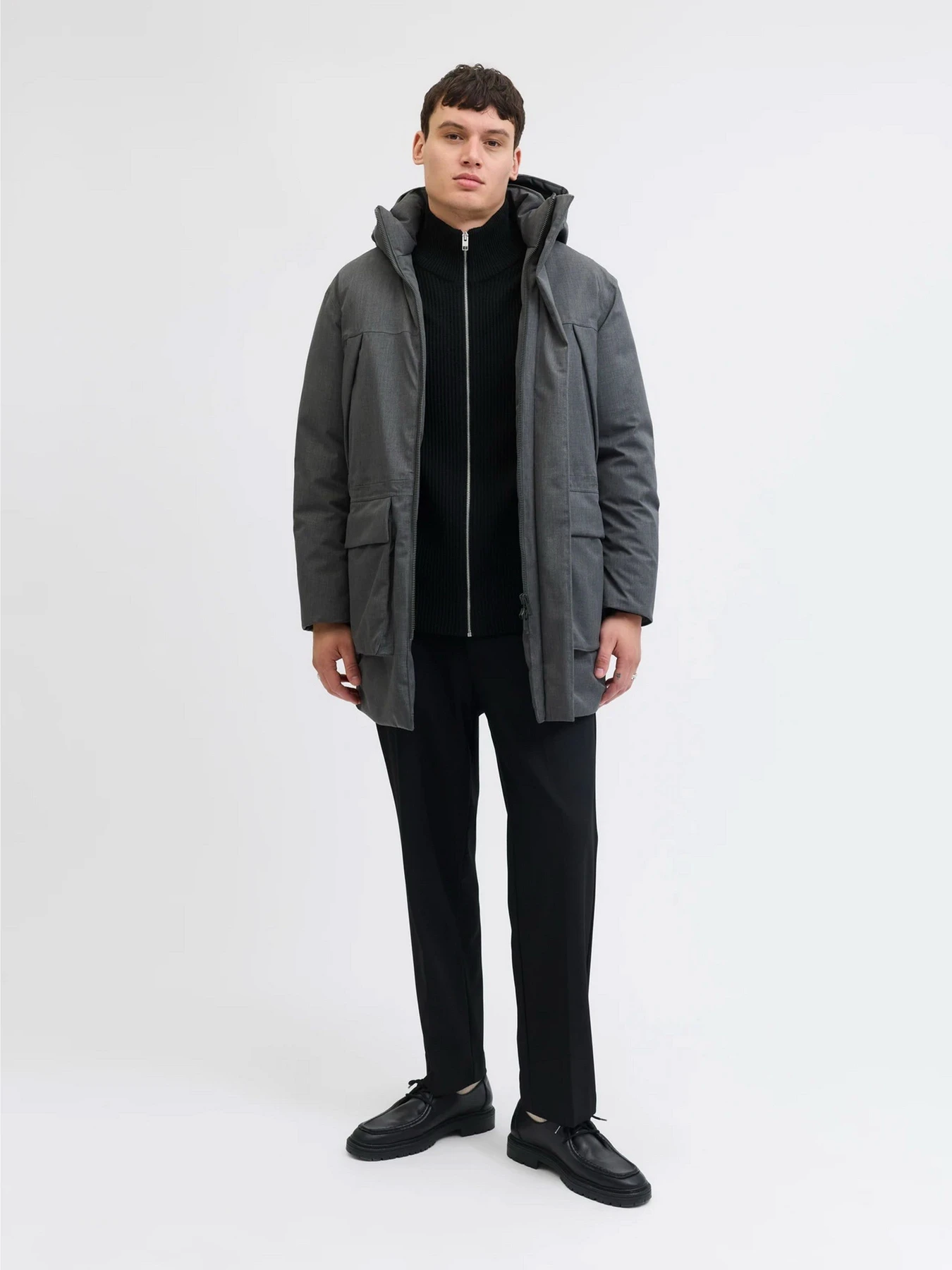 Светри та кардигани JACK & JONES PANNEL KNIT ZIP CARDIGAN модель 12278920_Black Фото
