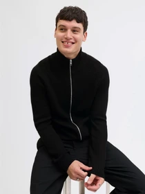 Светри та кардигани JACK & JONES PANNEL KNIT ZIP CARDIGAN модель 12278920_Black Фото