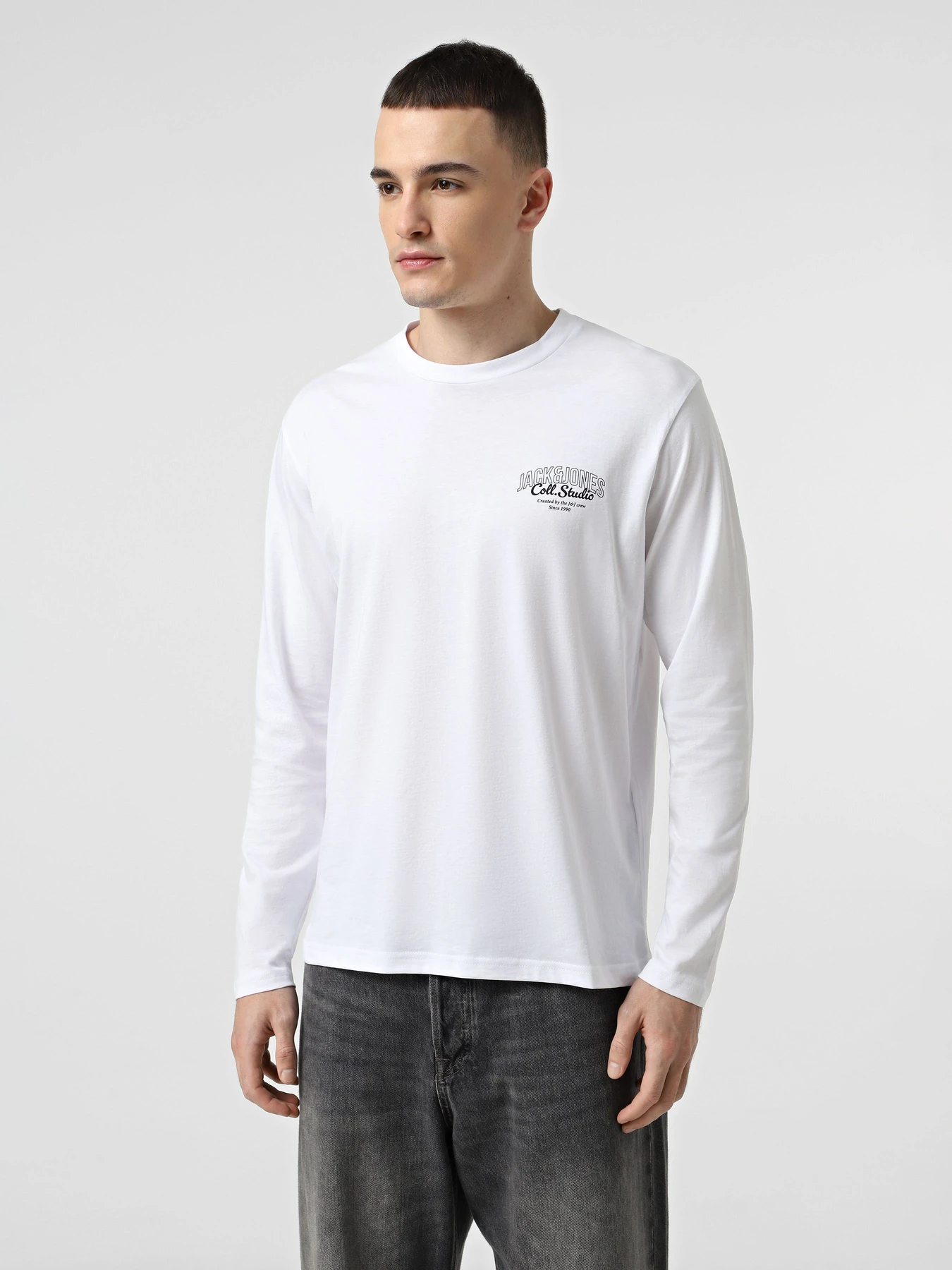 Худи и свитшоты JACK & JONES MAKOTO TEE LS модель 12278510_White Фото