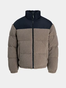 Куртки и дубленки JACK & JONES FLARE TEDDY PUFFER JACKET модель 12286050_Desert Taupe BLOCKING Фото