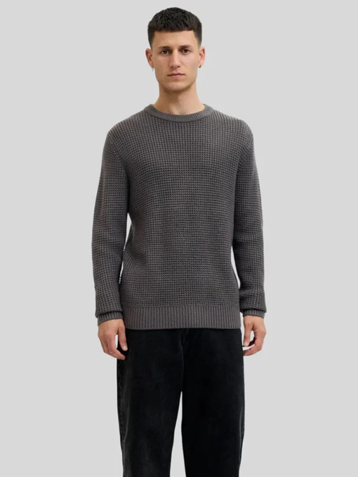 Свитры и кардиганы JACK & JONES GLOBAL KNIT CREW NECK модель 12287594_Asphalt Фото