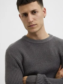 Свитры и кардиганы JACK & JONES GLOBAL KNIT CREW NECK модель 12287594_Asphalt Фото