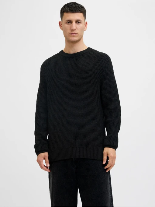 Свитры и кардиганы JACK & JONES GLOBAL KNIT CREW NECK модель 12287594_Black Фото