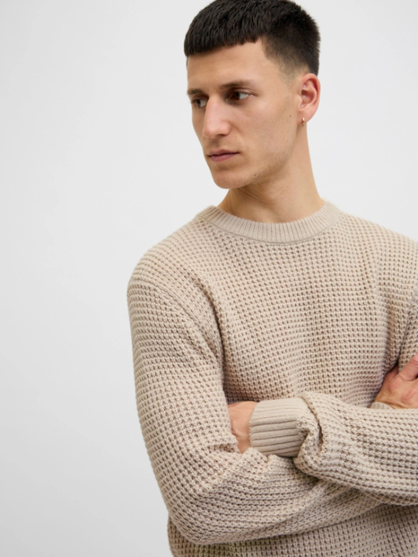 Свитры и кардиганы JACK & JONES GLOBAL KNIT CREW NECK модель 12287594_Moonbeam Свитры и кардиганы JACK & JONES GLOBAL KNIT CREW NECK модель 12287594_Moonbeam Фото