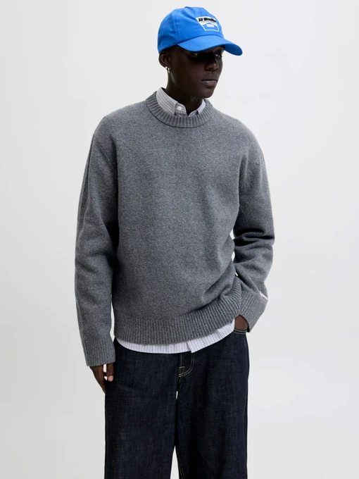 Свитры и кардиганы JACK & JONES NORREBRO KNIT CREW NECK модель 12282728_Dark Grey Melange Фото