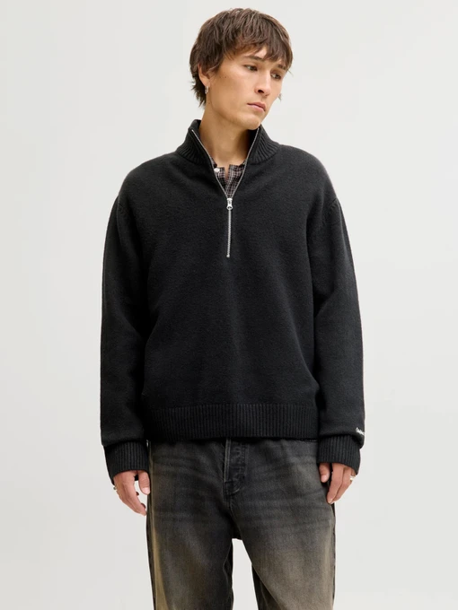 Свитры и кардиганы JACK & JONES NORREBRO KNIT HALF ZIP модель 12282749_Black Фото