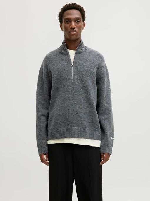 Свитры и кардиганы JACK & JONES NORREBRO KNIT HALF ZIP модель 12282749_Dark Grey Melange Фото