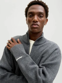 Свитры и кардиганы JACK & JONES NORREBRO KNIT HALF ZIP модель 12282749_Dark Grey Melange Фото