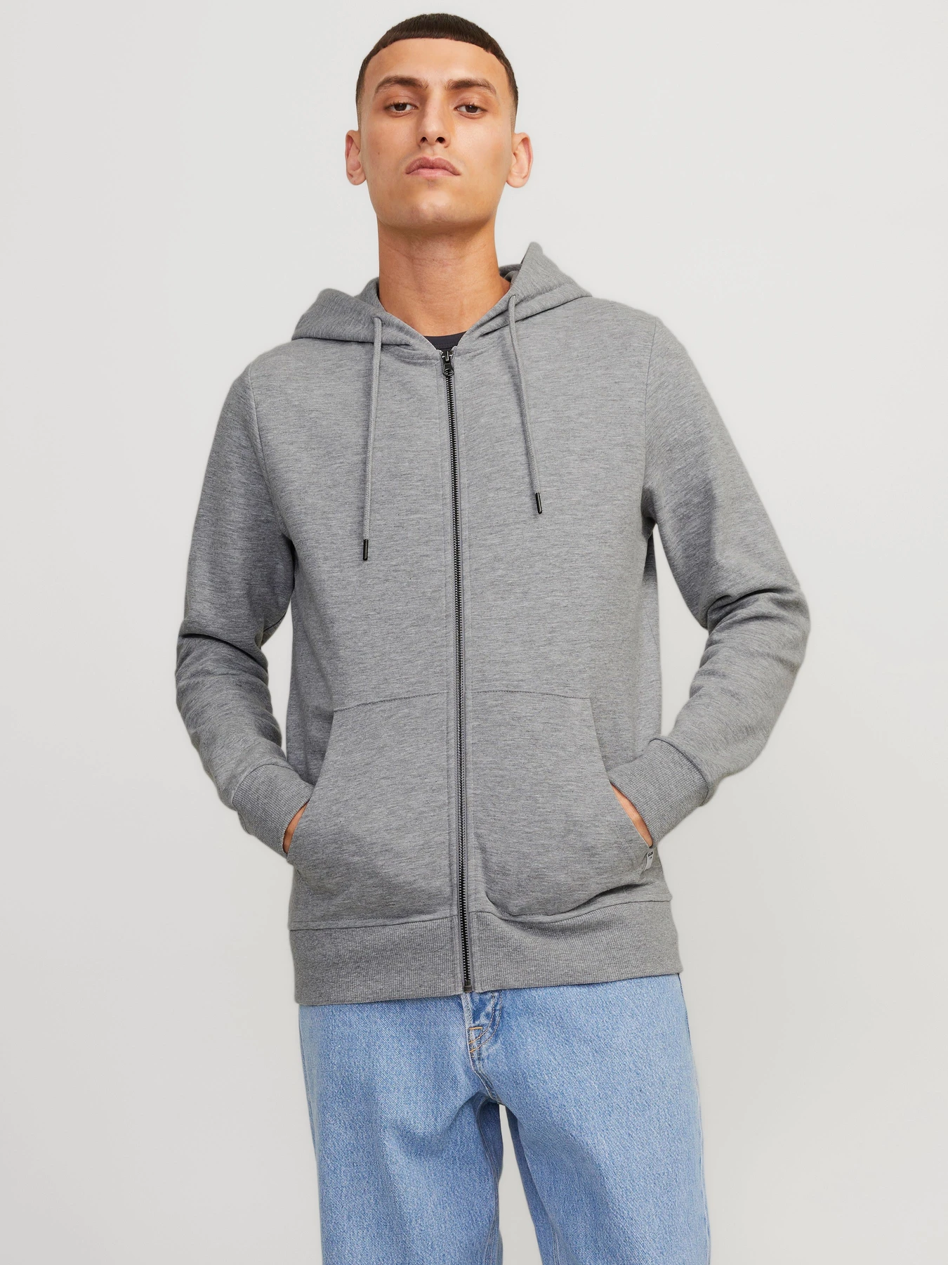 Худи и свитшоты JACK & JONES BASIC SWEAT ZIP HOOD модель 12181901_Light Grey Melange REG Худи и свитшоты JACK & JONES BASIC SWEAT ZIP HOOD модель 12181901_Light Grey Melange REG Фото