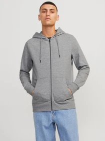 Худі та світшоти JACK & JONES BASIC SWEAT ZIP HOOD модель 12181901_Light Grey Melange REG Фото