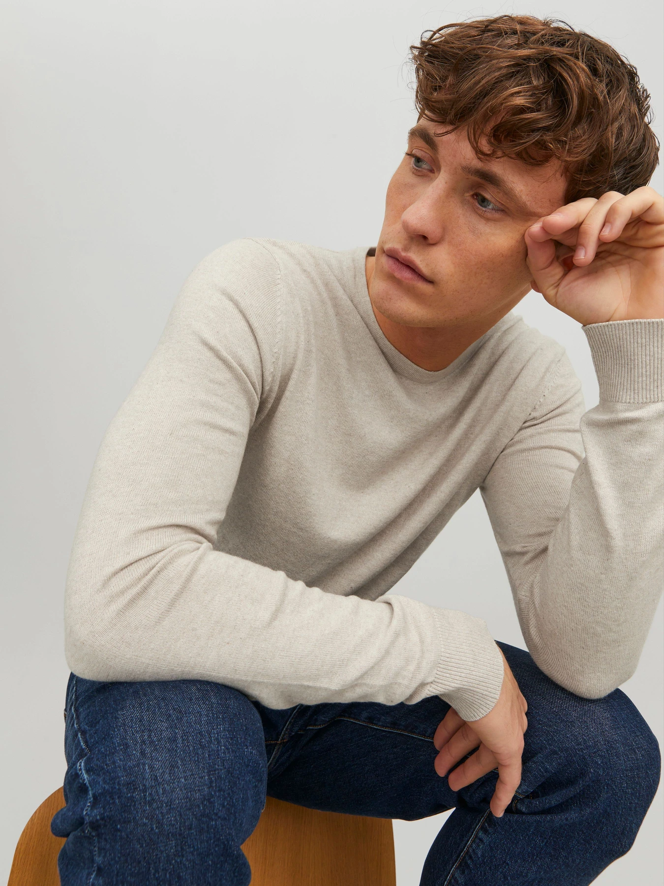 Светри та кардигани JACK & JONES EMIL KNIT модель 12208364_Oatmeal Melange Фото
