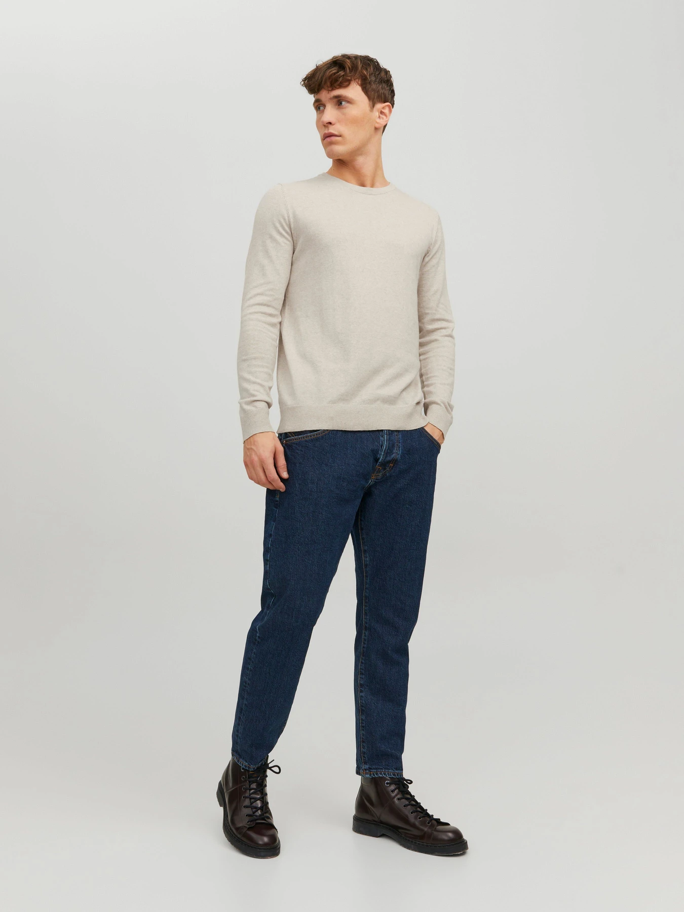 Светри та кардигани JACK & JONES EMIL KNIT модель 12208364_Oatmeal Melange Фото
