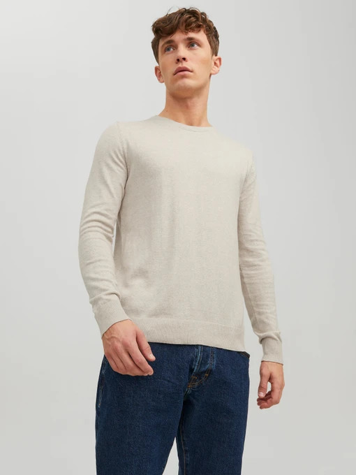 Свитры и кардиганы JACK & JONES EMIL KNIT модель 12208364_Oatmeal Melange Фото