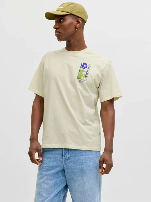 Футболки і поло JACK & JONES BIG JAPAN TEE модель 12293428_Antique White PURPLE AW Фото