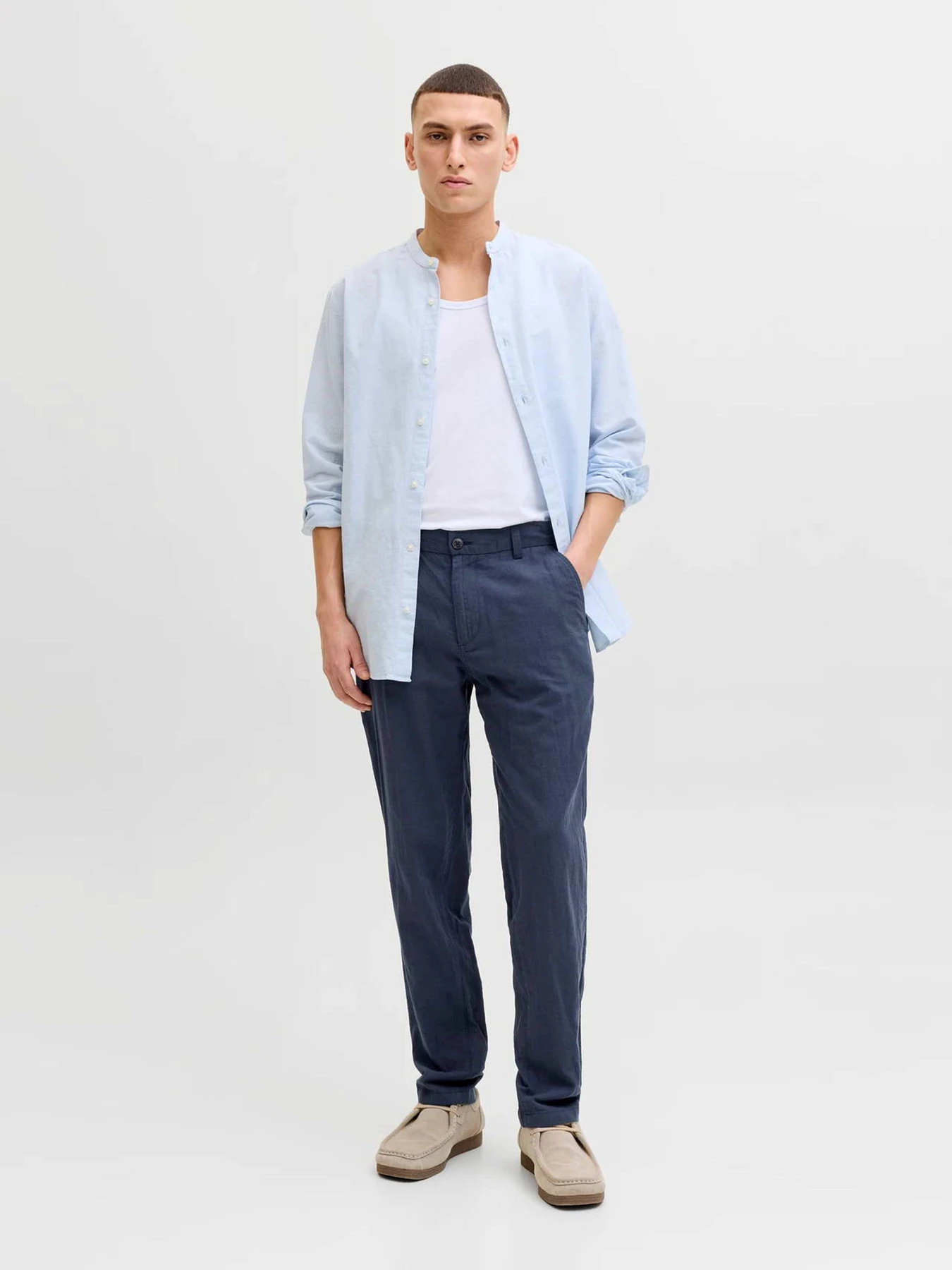 Брюки JACK & JONES TACE SUMMER LINEN BLEND CHINO модель 12248604_Navy Blazer Фото