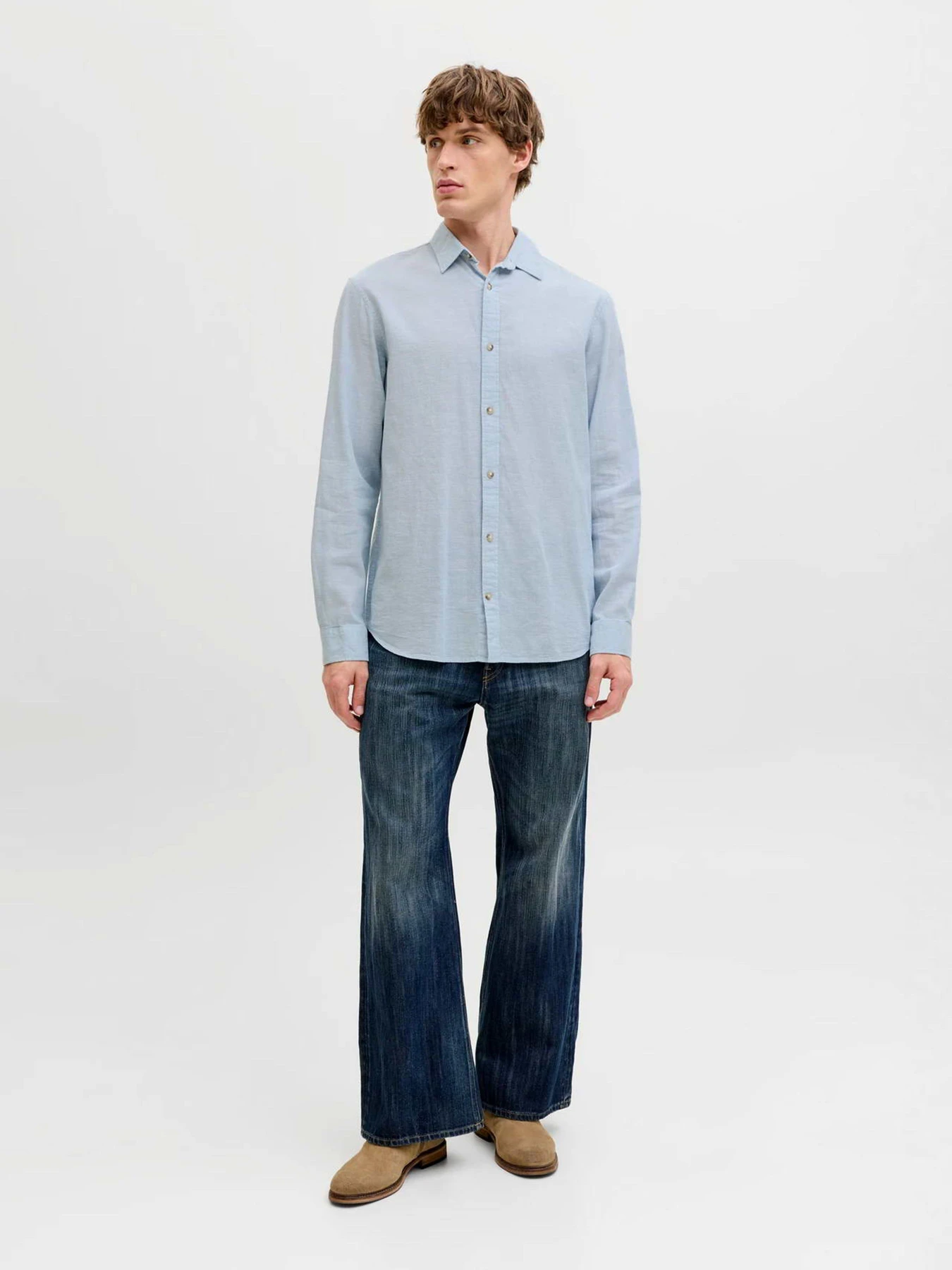 Рубашки JACK & JONES SUMMER LINEN BLEND SHIRT модель 12289174_Celestial Blue Фото