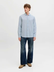 Рубашки JACK & JONES SUMMER LINEN BLEND SHIRT модель 12289174_Celestial Blue Фото