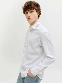 Рубашки JACK & JONES SUMMER LINEN BLEND SHIRT модель 12289174_White Фото