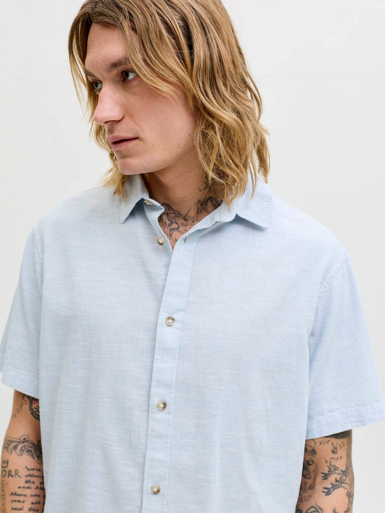 Рубашки JACK & JONES SUMMER LINEN BLEND SHIRT модель 12289160_Celestial Blue Рубашки JACK & JONES SUMMER LINEN BLEND SHIRT модель 12289160_Celestial Blue Фото