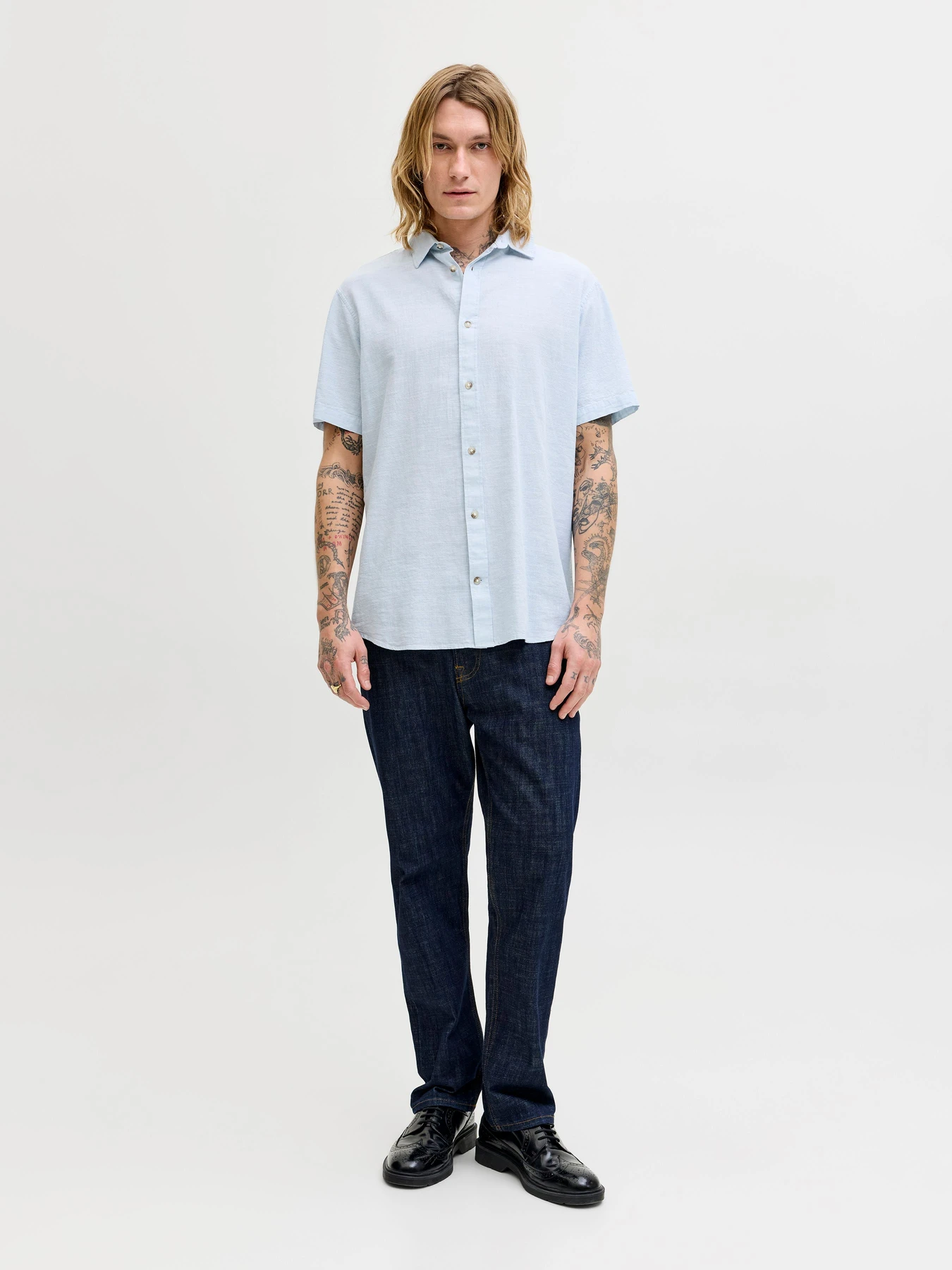 Рубашки JACK & JONES SUMMER LINEN BLEND SHIRT модель 12289160_Celestial Blue Рубашки JACK & JONES SUMMER LINEN BLEND SHIRT модель 12289160_Celestial Blue Фото