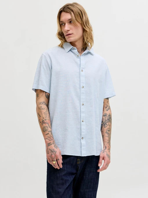 Сорочки JACK & JONES SUMMER LINEN BLEND SHIRT модель 12289160_Celestial Blue Фото