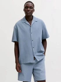 Сорочки JACK & JONES GLOBAL WAFFLE RESORT SHIRT модель 12295551_Blue Mirage Фото
