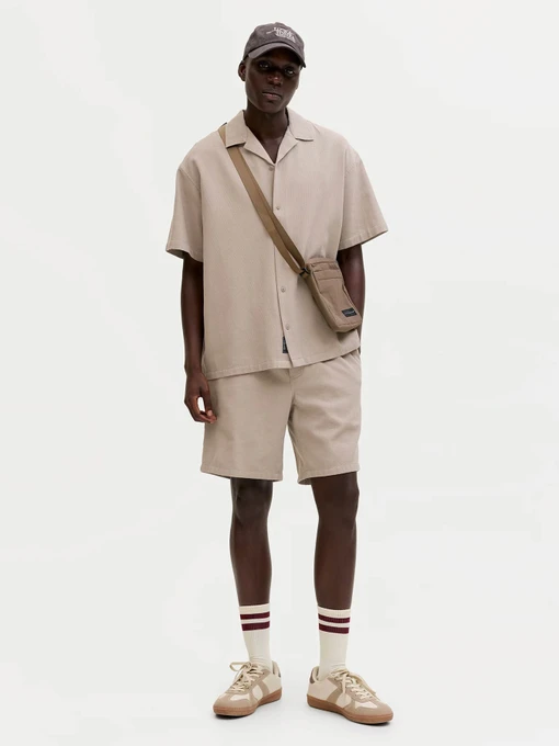Бавовняна Чоловіча Сорочка повсякденна JACK & JONES GLOBAL WAFFLE RESORT SHIRT фото 3