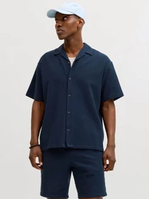Сорочки JACK & JONES GLOBAL WAFFLE RESORT SHIRT модель 12295551_Navy Blazer Фото