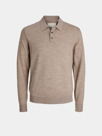 Футболки и поло JACK & JONES BLAMERINO KNIT POLO модель 12281757_Greige Melange Фото