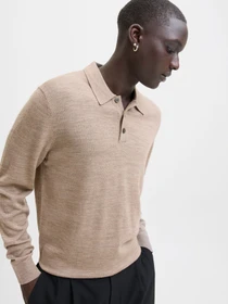Футболки и поло JACK & JONES BLAMERINO KNIT POLO модель 12281757_Greige Melange Фото
