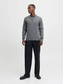 Футболки и поло JACK & JONES BLAMERINO KNIT POLO модель 12281757_Medium Grey Melange Фото