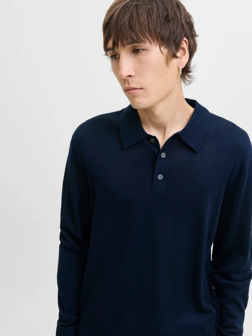 Футболки и поло JACK & JONES BLAMERINO KNIT POLO модель 12281757_Night Sky Фото