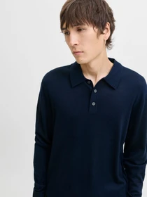 Футболки и поло JACK & JONES BLAMERINO KNIT POLO модель 12281757_Night Sky Фото