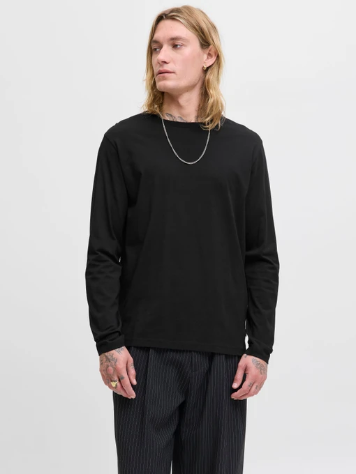 Худи и свитшоты JACK & JONES ORGANIC BASIC TEE LS O-NECK модель 12279538_Black Фото