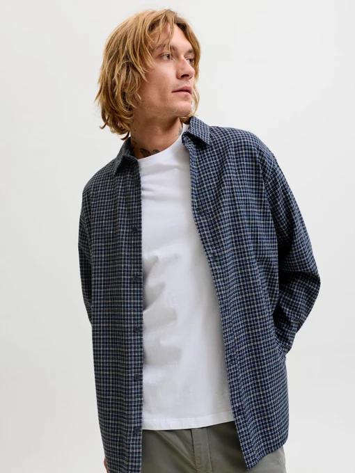 Бавовняна Чоловіча Сорочка в клітинку JACK & JONES CARTER CHECK SHIRT LS фото 2