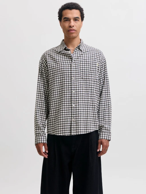 Рубашки JACK & JONES FREDERIKSBERG FLANNEL SHIRT L/ модель 12301088_Antique White CHECKS Фото