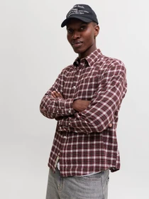 Сорочки JACK & JONES FREDERIKSBERG FLANNEL SHIRT L/ модель 12301088_Chocolate Truffle CHECKS Фото