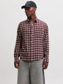 Сорочки JACK & JONES FREDERIKSBERG FLANNEL SHIRT L/ модель 12301088_Chocolate Truffle CHECKS Фото