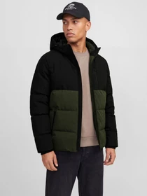 Куртки и дубленки JACK & JONES BECKS PUFFER SN модель 12298858_Rosin BLACK BLOCKING Фото