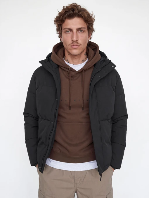 Куртки та дублянки JACK & JONES SOHO PUFFER HOOD модель 12298862_Black Фото